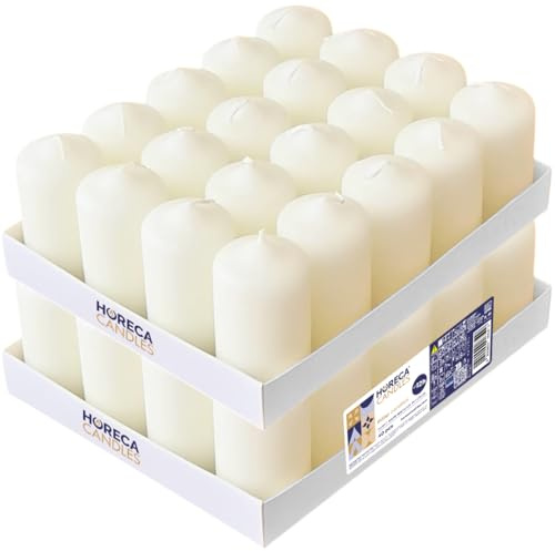 Horeca Candles - Stumpenkerzen - Elfenbein - Ø 4 x 7 cm - 40er Set Blockkerzen - Lange Brenndauer 12 Stunden - Ohne Duft - Kerzen für Haushalt, Feiern und Gastronomie