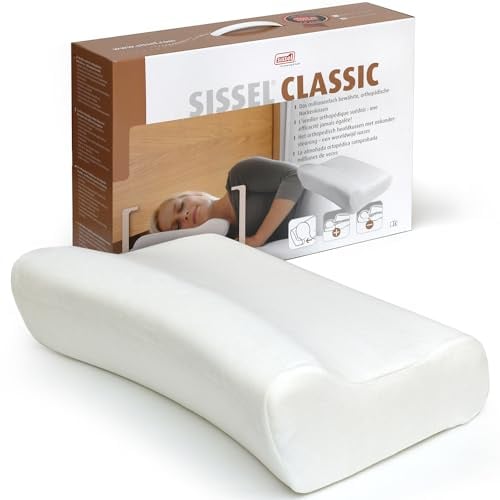 SISSEL Classic Nackenkissen | Ergonomisches Nackenstützkissen aus PU-Schaum | Kopfkissen mit Veloursbezug | Kissen für gesunden Schlaf & optimale Wirbelsäulenunterstützung | Orthopädisches Kissen