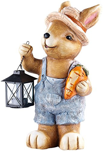Royal Gardineer Deko Hasen für draußen: Wasserfester Deko-Hase Karotte mit Laterne (Osterhase, Osterhasen für draußen, aus)
