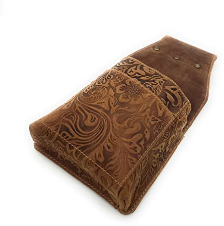 Lemasi Feminine echt Leder Kellnertasche Kellner Holster Köcher geprägtes erhabenes, Florale Motive, Ranken und Blüten