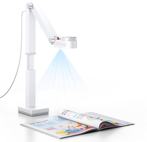 CZUR Fancy S Pro 4K Dokumentenkamera 12MP Visualizer, Dual-Mode Autofokus | LED Licht & MIC, bis zu A3, 60fps, für Online-Unterricht, Präsentationen, Content Creation, für Windows & Mac (Weiß)
