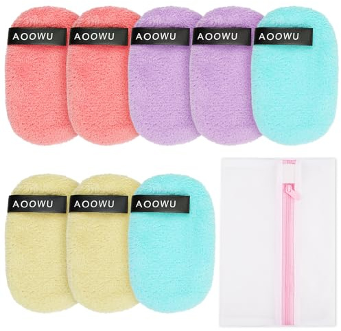AOOWU Abschminkpads Waschbar, 8 Stück Nachhaltiges Wiederverwendbares Set, Wattepads Nachhaltig Weich & Schonend Abschminkpads für Frauen, Jugendliche, Erwachsene