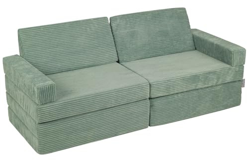 KiddyMoon Kindersofa Aufklappen Aus Schaumstoff Spielsofa Für Kinder Schlafsofa Kindersessel Kinder Couch Kinder Sofa Für Kinderzimmer Kindercouch Faltmatratze Matratzen, Grün