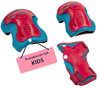 HUDORA Kinder Protektoren Set – 6-teilige Schutzausrüstung für Mädchen und Jungen – Knieschoner, Ellbogenschützer und Handgelenkschoner für Inliner, Rollschuhe, Skateboard & Roller