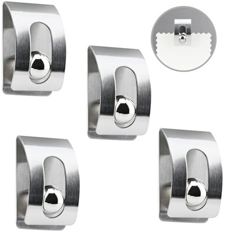 YoHyien 4 Stück Edelstahl Wand Zettelhalter zum Aufhängen, Gravity Ball Lock Selbstklebender Notizzettelhalter, Kreativer Zettel- & Rechnungs-Clip für Zuhause & Büro (Silber)