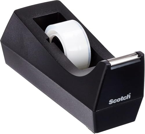 Scotch C38 Tischabroller Crystal Klebeband, Schwarz, Standard, 1 Rolle, 19 mm x 10 m