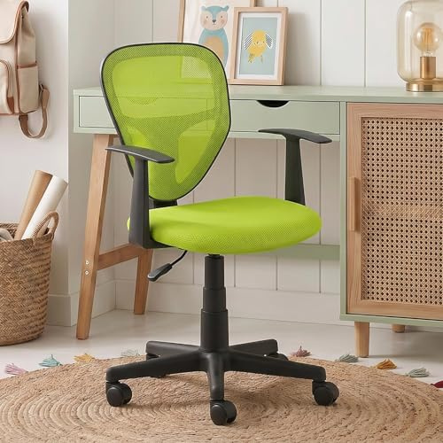 Schreibtischstuhl Kinder STUDIO ergonomisch, Grün - Kinderschreibtischstuhl für Kinderzimmer, drehbar und höhenverstellbar mit Armlehnen, atmungsaktiver Meshbezug [max. Belastbarkeit 100 kg]