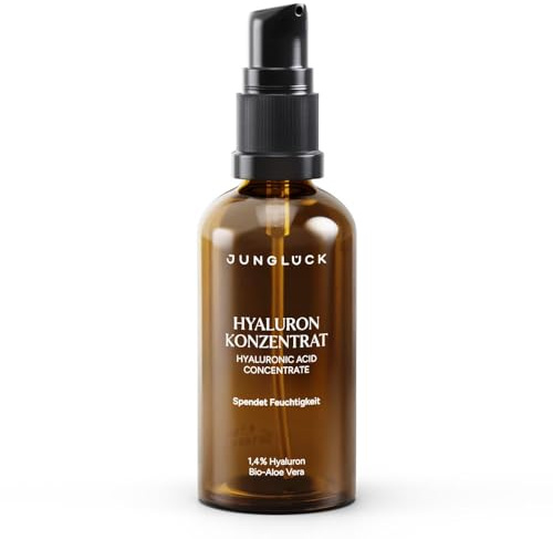 JUNGLÜCK Hyaluron Konzentrat – Well Aging mindert Fältchen und feine Linien | Hyaluronsäure Serum spendet intensiv und langanhaltend Feuchtigkeit, polstert Trockenheitsfältchen sichtbar auf – Vegan