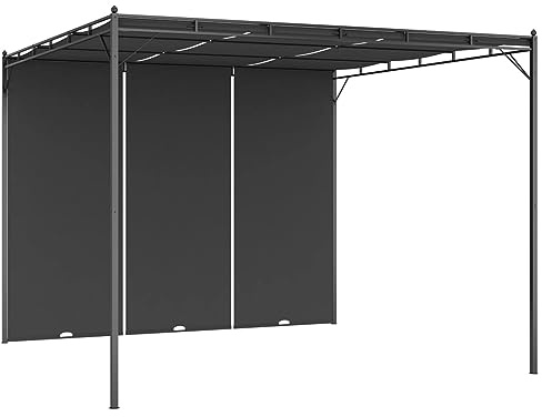 Tidyard Verstellbarer Sonnenschutz-Markisenpavillon mit Polyesterschirm, Metallständer, Creme/Anthrazit