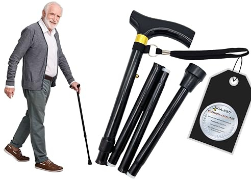 TIGA-MED Gehstock faltbar aus Aluminium – höhenverstellbar 83–92 cm, ergonomischer Griff, Ultraleicht 300 g, Rutschfester Gummifuß, inkl. Etui – bis 100 kg
