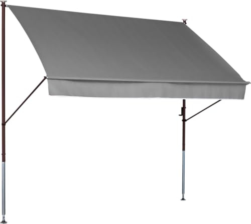 Angerer Klemmmarkise Style mit Handkurbel, Terrasse/Balkon, einfache Montage ohne Bohren, Made in Germany, hochwertiger Stoff, UV-beständig, höhenverstellbar, wasserabweisend, 400 cm grau