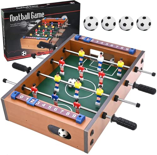 Goldge Mini Kickertisch Fußballtisch Kicker inkl. 4 Kickerbälle Maße 34.5 * 23cm Top Qualität für Kinder