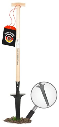 SHW-FIRE Unkrautstecher Profi mit 82cm Eschenholzstiel - Handgeschmiedet mit praktischem Tritt