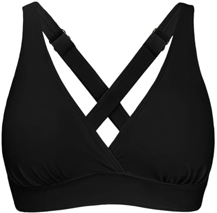 Sportliches Damen-Bikinioberteil, verstellbare breite Träger, große Brust, überkreuzter Rücken, stützender Badeanzug, nur Oberteil