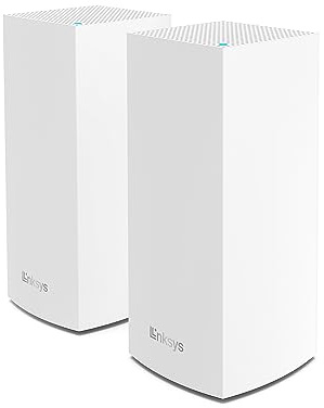 Linksys Velop MX8400 Tri-Band Mesh-WiFi 6-System (AX4200) WLAN-Router mit bis zu 525 m² Funkabdeckung, 3,5-mal schneller, für mehr als 80 Geräte – 2er-Pack, Weiß