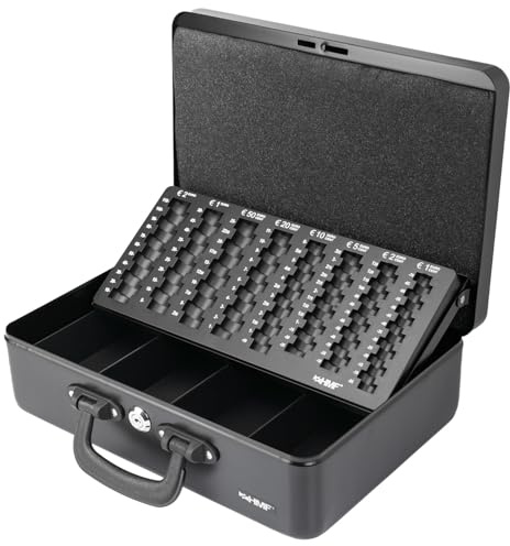 HMF 22037-02 Geldkassette Geldzählkassette 2 Tragegriffe, 36 x 25 x 11 cm, schwarz