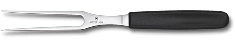 Victorinox Swiss Classic, Profi Tranchiergabel, Extra Scharfe Klinge, 15 cm, Robuster Kunststoffgriff, Rostfreier Stahl, schwarz