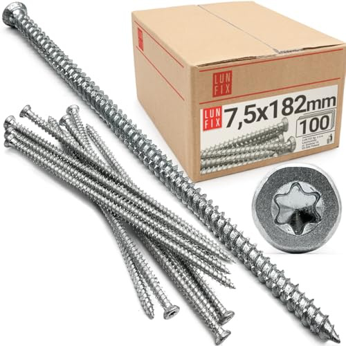 Rahmenschraube Fensterrahmenschrauben 7,5x182mm Senkkopf 100 Stück universal