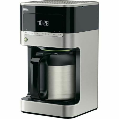 Braun PurAroma 7 Kaffeemaschine KF 7125 – Filterkaffeemaschine mit Thermoskanne und Timer-Funktion, Kaffeezubereiter für einzigartiges Aroma, 1000 Watt, Schwarz/Edelstahl