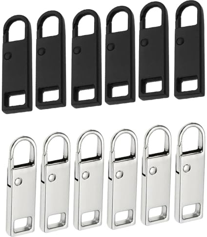 Reißverschluss Ersatzteile, 12 Stück Metall Zipper Pull, Abnehmbar, für Geldbörse, Kleider, Jeans, Koffer, Gepäck
