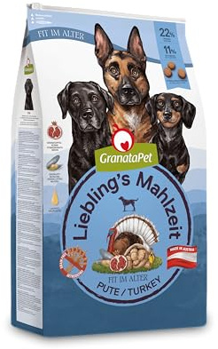 GranataPet Liebling's Mahlzeit Pute Senior, 10kg | Alleinfuttermittel, Getreidefrei, Ohne Zuckerzusatz, Lachsöl & Grünlippmuschel, Made in Austria