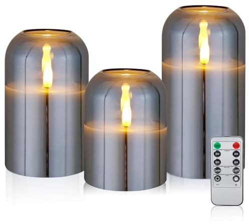 CCLIFE LED Kerzen 3er Set mit Fernbedienung Timer Funktion 300 Stunden flackernde Paraffin Echtwachs Kerze flammenlose Batteriebetrieb