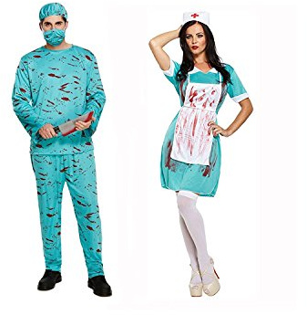 Henbrandt Blutige Zombie Chirurg & Krankenschwester Paar Kostüm Halloween Erwachsene Arzt Kostüme