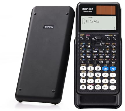 DUPOTA Wissenschaftlicher Taschenrechner mit 417 Funktionen 2-Zeilen Display & Solarbetrieb Prüfungstauglich für Schule/Studium Schwarz– OA-991ES Plus
