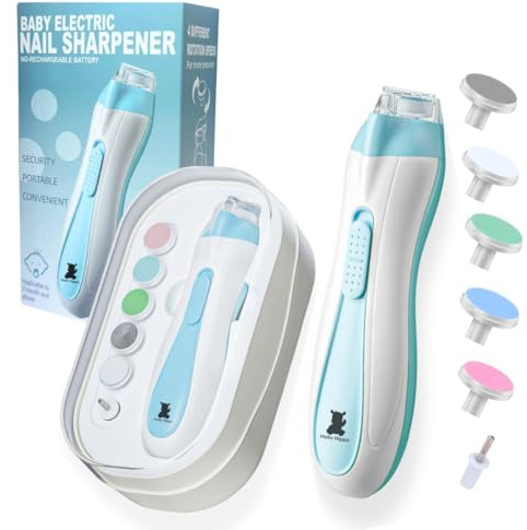 Hello Hippo - Elektrische Nagelfeile für Babys | Sicher & Sanft ab Geburt | 4 Geschwindigkeiten & 6 Schleifköpfe | Praktisches Baby-Maniküre-Set