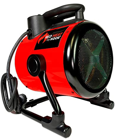 NOOR Gewächshausheizung RED HEAT - 3000W Edelstahl-Heizelemente mit Thermostat - elektrischer Heizlüfter IP24 spritzwassergeschützt - Schnellaufheizung, Temperaturwächter für 30 m² & TÜV-zertifiziert