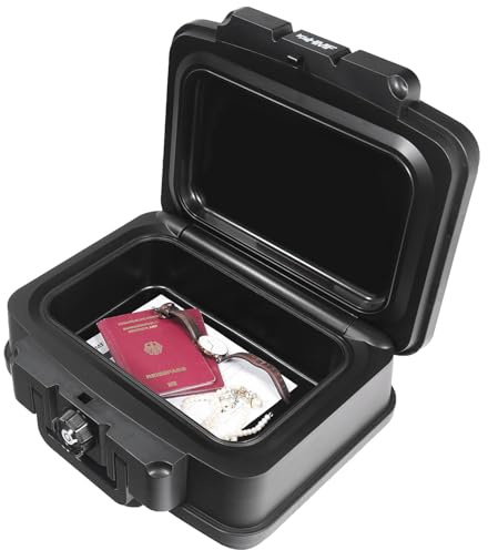 HMF 250451 Feuerfeste Wasserdichte Dokumentenbox | DIN A5 | 38,5 x 16,5 x 28 cm | schwarz