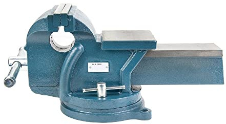 Steinbock Schraubstock drehbar | 150 mm Backenbreite | Tischschraubstock aus robustem Gusseisen | robuste Ambossfläche | rutschfeste Backen | flexible Werkstück-Fixierung