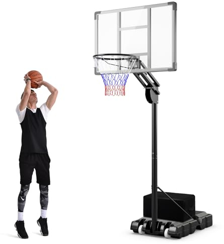 COSTWAY Basketballkorb Outdoor, Basketballständer 149-305cm höhenverstellbar, Basketballkorb mit Ständer, 2 Rädern & Gewichtssack, Mobile Korbanlage Basketballanlage für Kinder, Erwachsene