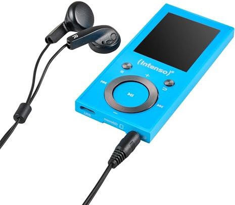 Intenso Video Scooter BT MP3 Player - 64 GB Speicher & Bluetooth 5.0, Blau | Mobiler Mediaplayer mit 1,8 Zoll Farbdisplay, USB-C Anschluss, 18h Akku Laufzeit und In-Ear Kopfhörern im Set