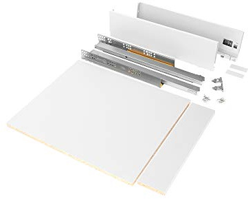Emuca - Schubladen-Kit für Küche oder bad mit Brettern enthalten und Vollauszugführungen mit sanftes Schließen, 93 mm Höhe für 450 mm Modul und 500 mm Tiefe, Weiß.