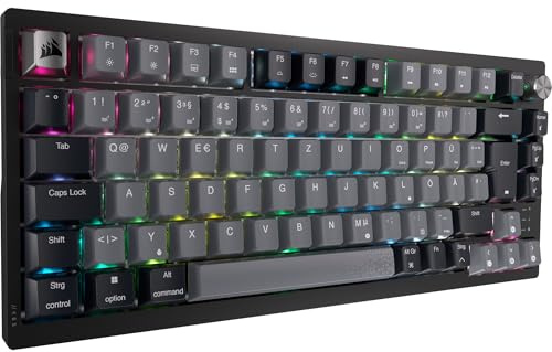 Corsair K65 Plus Wireless 75% RGB Mechanische Gaming-Tastatur - Schwarz | QWERTZ DE, Hot-Swap-Fähige, Vorgeschmierte MLX Red Lineare Schalter, Zweischichtige Schalldämpfung, PBT Tastenkappen