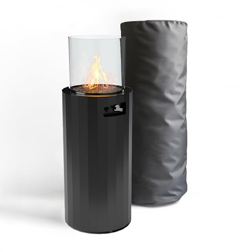 Planika BINO Outdoor-Gaskamin Tragbarer Terrassenheizer und Freistehender, Propan Heizpilz für Ihren Garten und Terrasse mit Schutzabdeckung