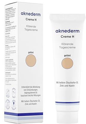 Aknederm Creme H 30g - mattierende Gesichtscreme kaschiert Pickel & Rötungen -getönte Feuchtigkeitscreme ideal für zu Akne neigende Haut & Pickel - talgregulierende Tagescreme ohne Parfüm