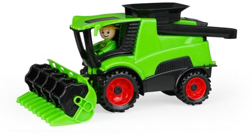 Lena 01626 - Truckies Mähdrescher mit Mähwerk, stabiles Bauernhof Fahrzeugset ca. 27 cm, Spielfahrzeug Set mit Figur für Kinder ab 2 Jahre, Robustes Spielset für Sandkasten, Strand, Kinderzimmer