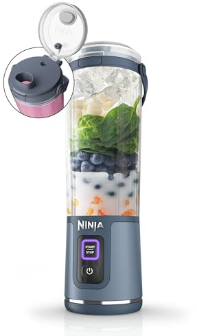 Ninja Blast Tragbarer Mixer / Blender / Smoothie Maker, 530ml Becher, Auslaufsicherer Deckel, Leistungsstarker Mini Standmixer, Kabellos & Wiederaufladbar, Zerkleinert Eis & Obst, Blau, BC151EUNV