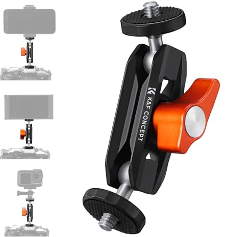 K&F CONCEPT MS-48 Magic Arm,Magischer Arm mit Zwei Kugelköpfen, mit 1/4′′ Schraube Mini Magic Arm mit 360°drehbarem Kugelkopf