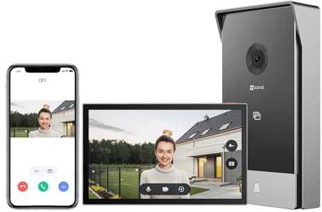 EZVIZ 2K Video Türsprechanlage mit 7" Touchscreen, Türklingel mit Kamera und Personenerkennung, App Push, 2-Wege-Audio, Dualband WLAN, Gegensprechanlage mit 162° Weitwinkel, für den Außenbereich, CP7