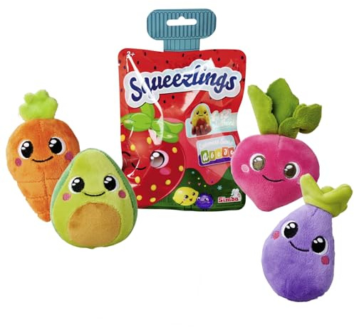 Simba Squeezlings Plüschfigur Serie I – weiches Kuscheltier mit niedlichem Gesicht, Sammel Plüschtier aus Obst oder Gemüse, zufällige Auswahl, ab 3 Jahren