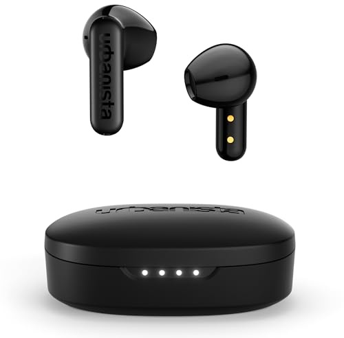 Urbanista Copenhagen 2 Kabellose Bluetooth Kopfhörer in-Ear, True Wireless Earbuds mit 4 ENC Mikros, 36 Std. Laufzeit, Tiefer Bass, IPX4 Wasserfest, Kabellos mit Touch-Steuerung, Schwarz