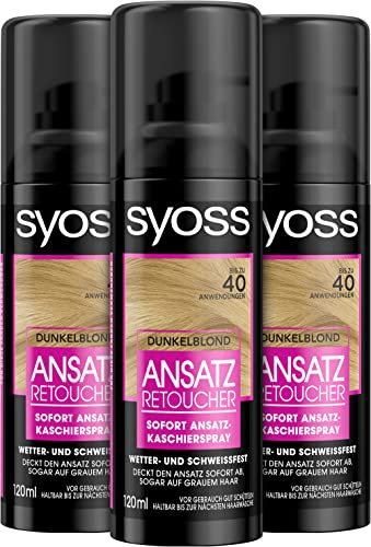 Syoss Root Retoucher Concealer Spray, Light Blonde Level 1, Pack of 3 (3 x 120 ml)