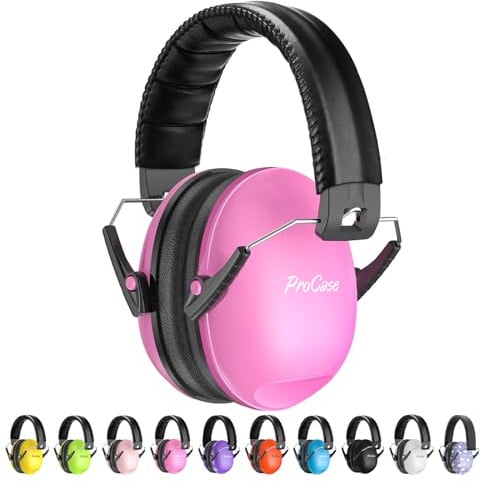 ProCase Kinder Gehörschutz NRR 21dB Lärmschutz für 3-12 Jahren Ohrenschützer Kapselgehörschutz für Schlaf, Reisen & Karnevalsumzügen Autismus Noise Cancelling - Rosa