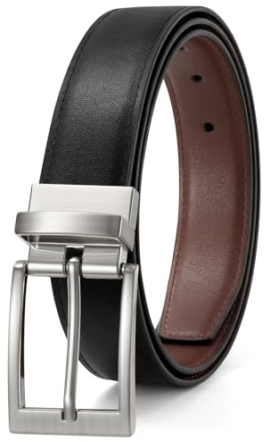 WHIPPY Gürtel Herren Leder 3 cm Ledergürtel Herren mit Drehbarer Schnalle Ledergürtel für Jeans Hose Business Freizeit, Schwarz Kaffee, 110cm
