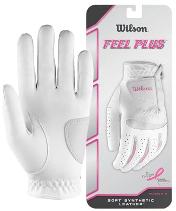 Wilson Damen Golfhandschuh, Größe M, Links, LLH, Weiß, Feel Plus, WGJA00770M