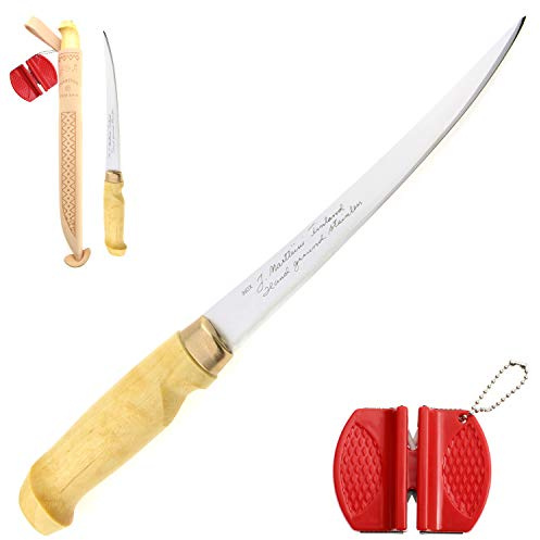 Marttiini Classic 31cm Filetiermesser, Klinge 19cm + RTX Messerschärfer/Filleting Knife & Sharpener Combo