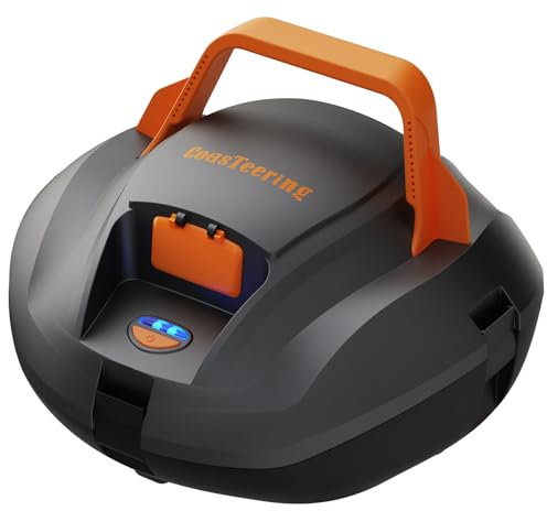 CoasTeering Poolroboter, 100 Minuten Starke Reinigungskraft, Poolsauger Akku mit Dual-Antriebsmotoren, Selbstparker, One-Touch-Start, Kabelloser Poolroboter für Pools bis 80 m² Grundfläche